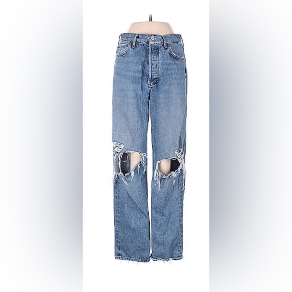 Agolde Blue Boyfriend Jeans Distressed Style